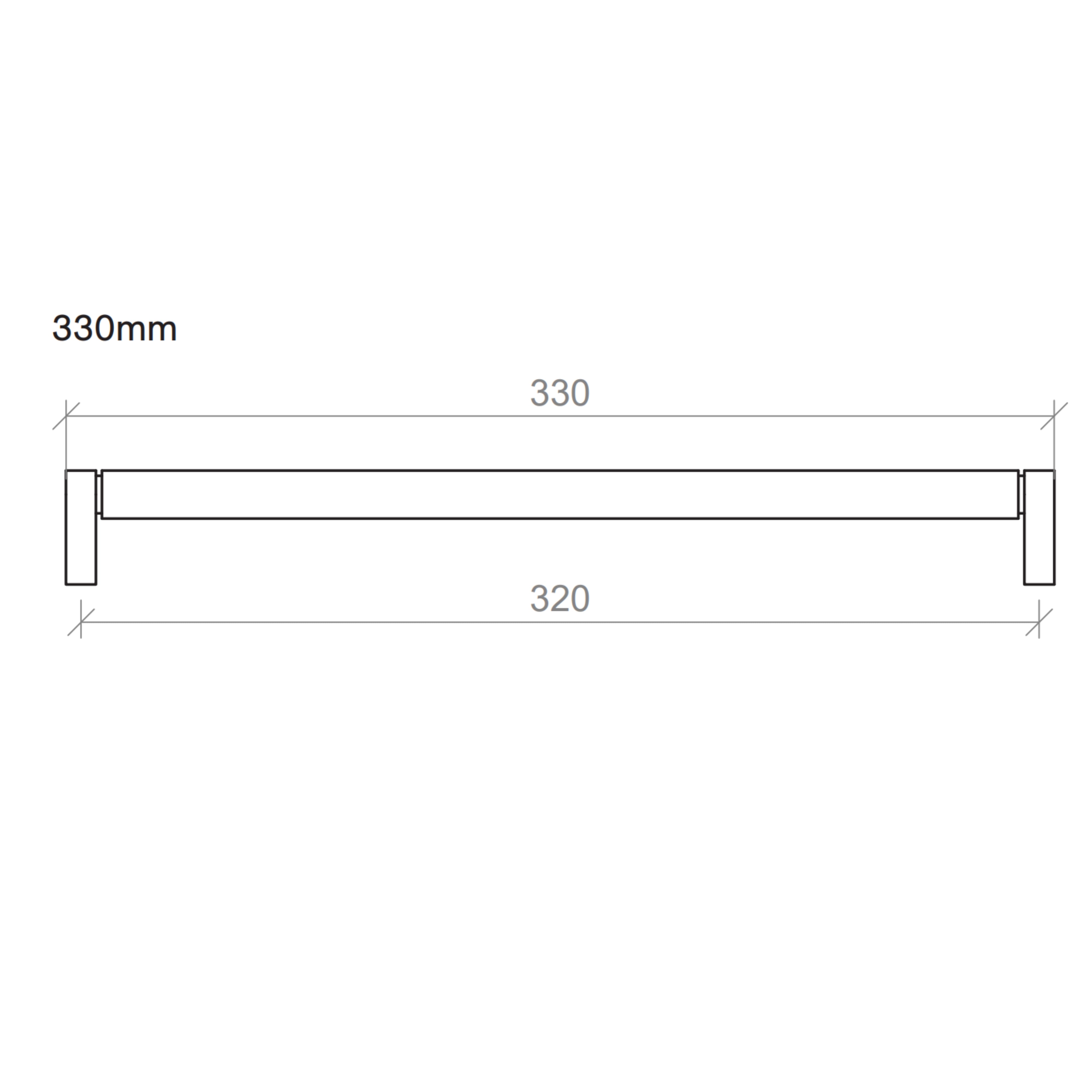 TIMBERLINE KNURLED BAR HANDLE BLACK (AVAILABLE IN 106MM, 202MM AND 330MM)