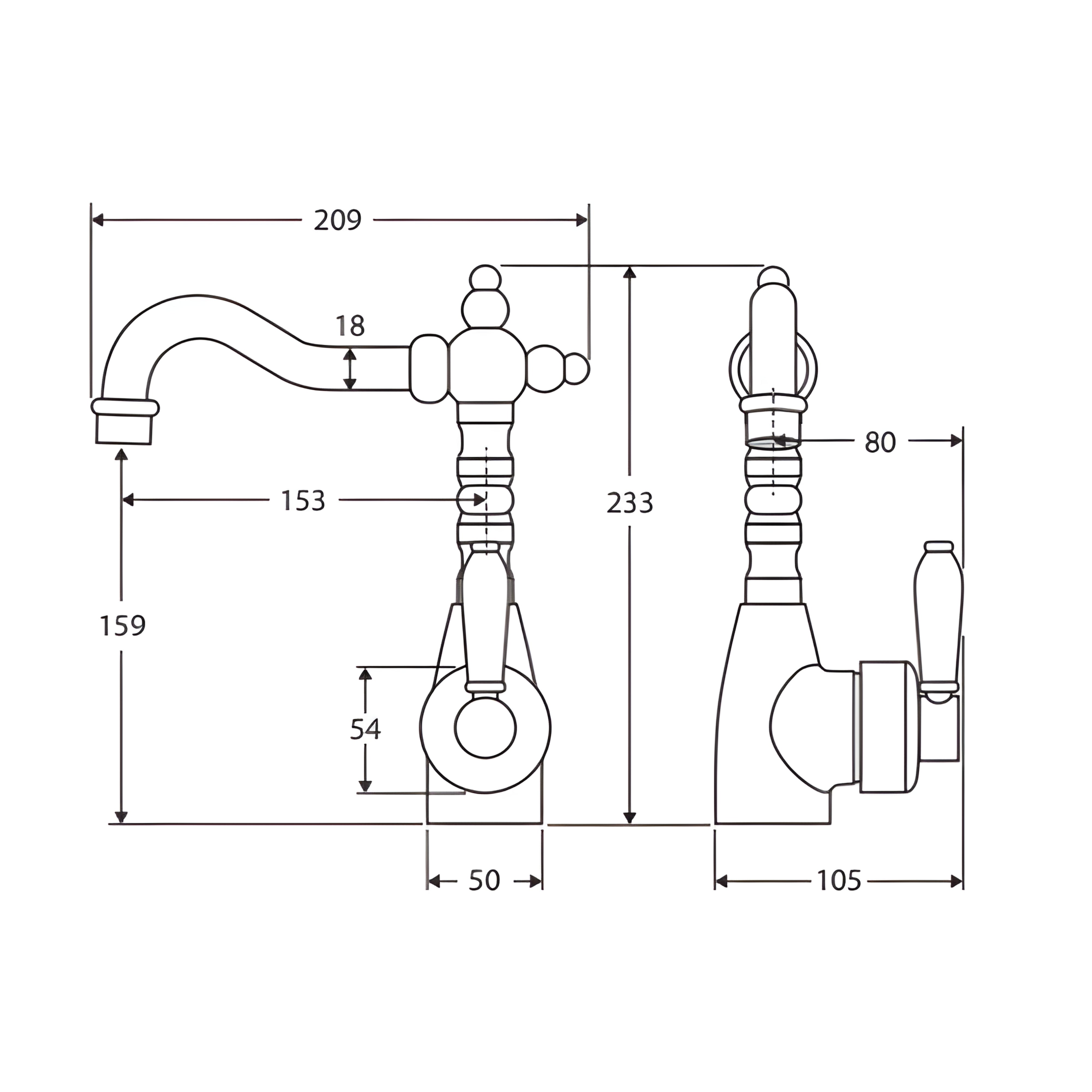 FIENZA ELEANOR SHEPHERDS CROOK BASIN MIXER 233MM URBAN BRASS / URBAN BRASS