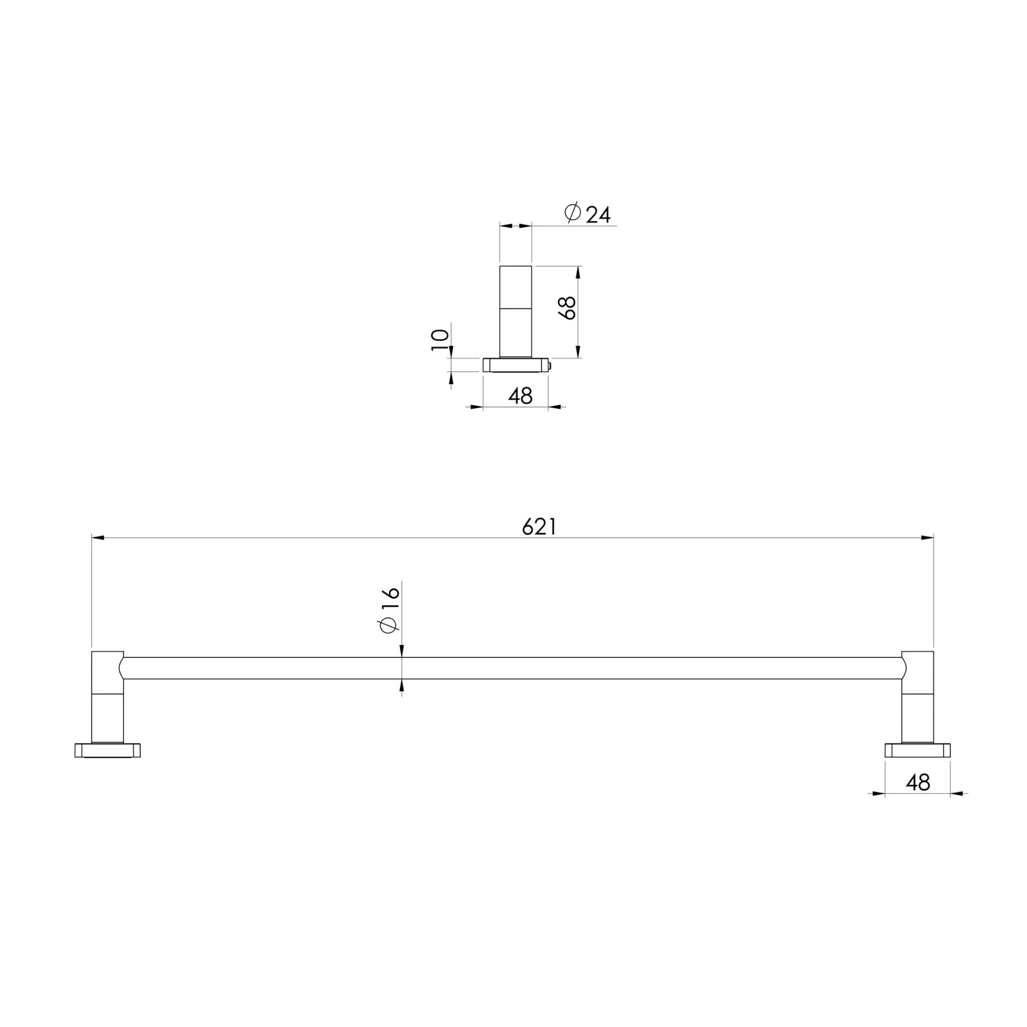 PHOENIX ENVIRO316 LEAD FREE SINGLE NON-HEATED TOWEL RAIL 621MM STAINLESS STEEL