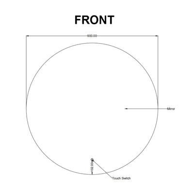 AQUAPERLA ROUND FRAMELESS BACK-LIT LED MIRROR SILVER 900MM