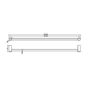NERO ZEN NON-HEATED SINGLE TOWEL RAIL BRUSHED NICKEL (AVAILABLE IN 600MM AND 800MM)
