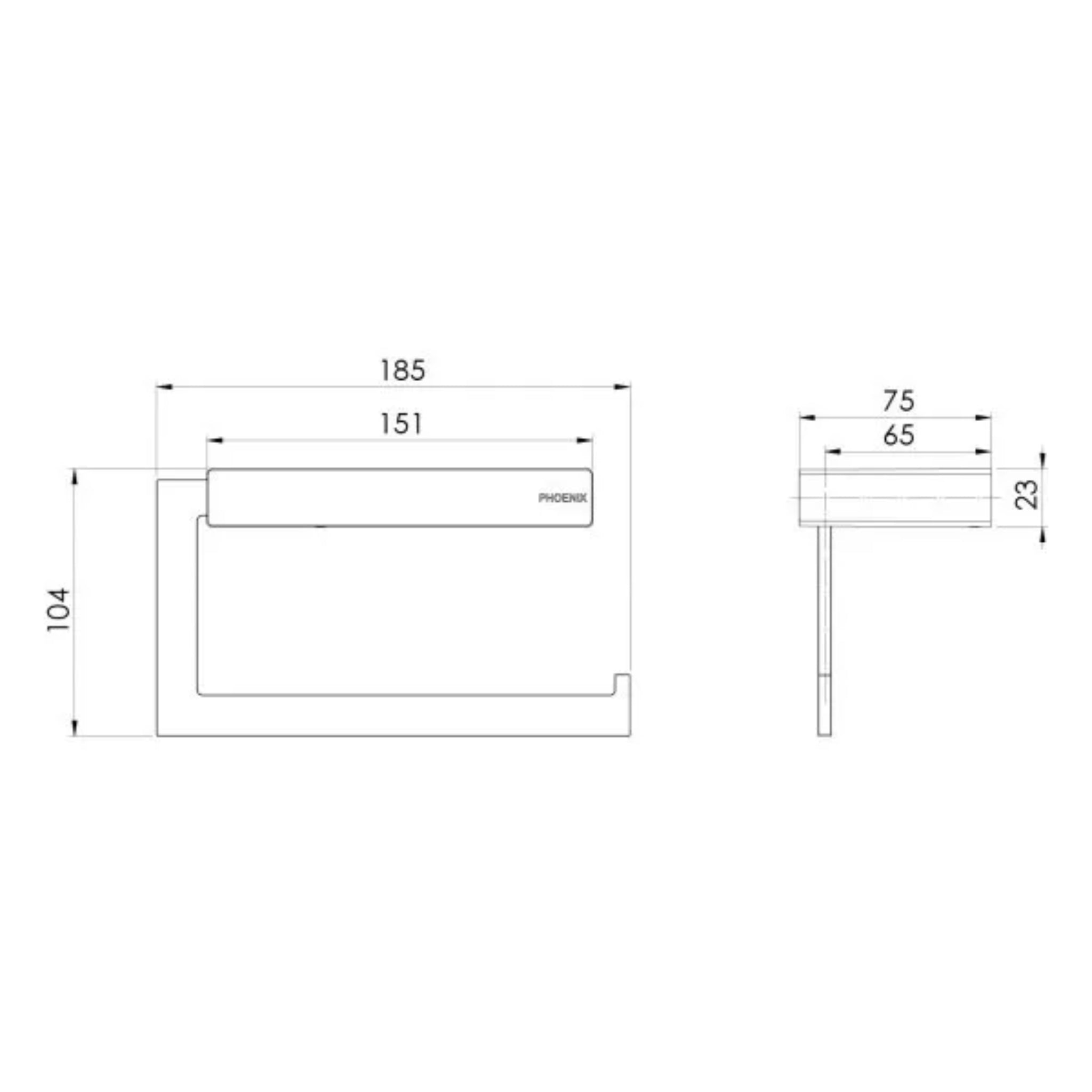 PHOENIX LEXI MKII TOILET ROLL HOLDER 185MM BRUSHED NICKEL