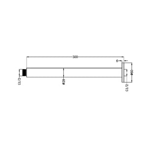 NERO ZEN ROUND CEILING SHOWER ARM 300MM BRUSHED BRONZE