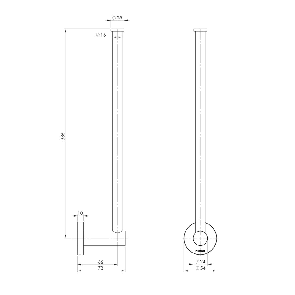 PHOENIX RADII SPARE TOILET ROLL HOLDER ROUND PLATE 336MM CHROME