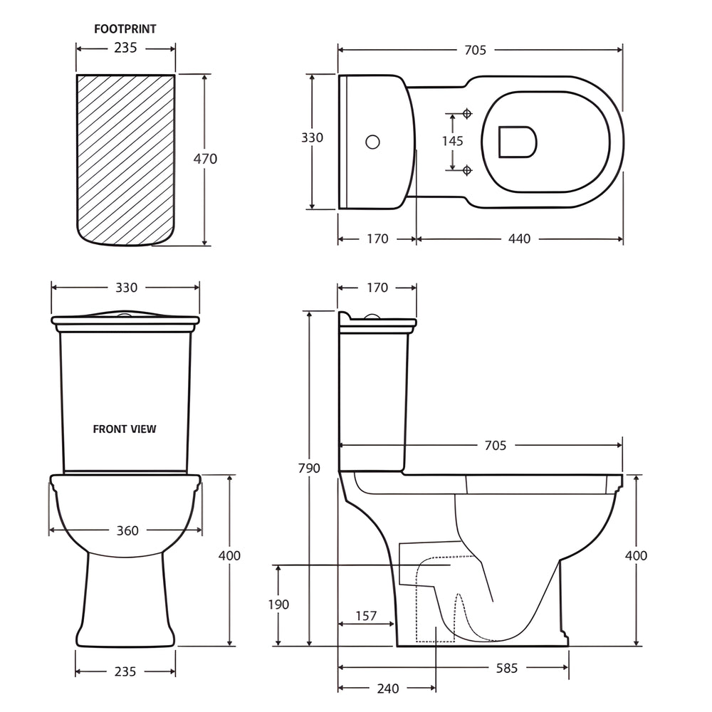 FIENZA RAK WASHINGTON CLOSE COUPLED TOILET SUITE IVORY WITH S-TRAP