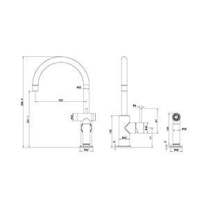 NERO ZEN PULL-OUT SINK MIXER WITH HAND SPRAY 356MM BRUSHED GOLD