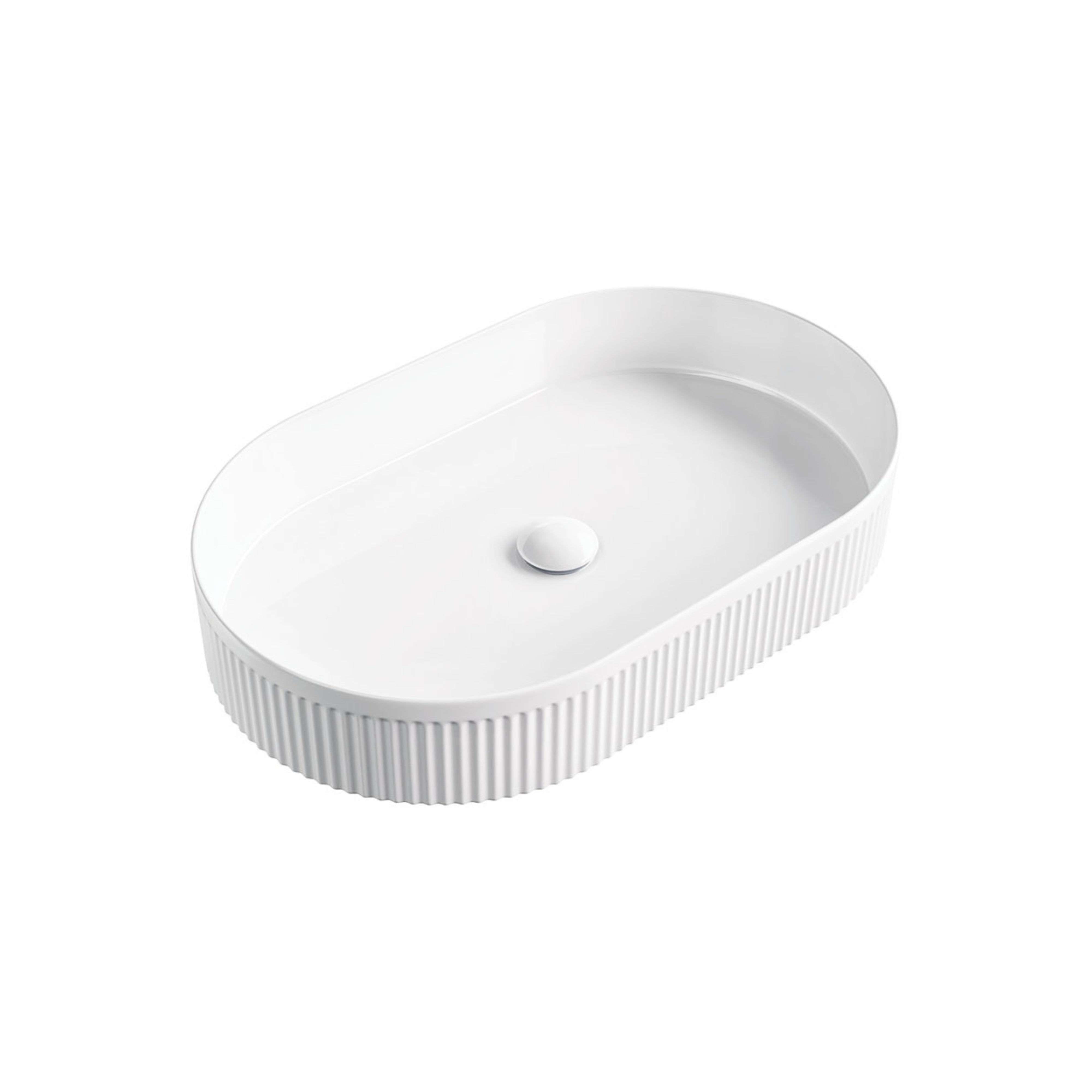 FIENZA ELEANOR FLUTED ABOVE COUNTER BASIN MATTE WHITE 580MM