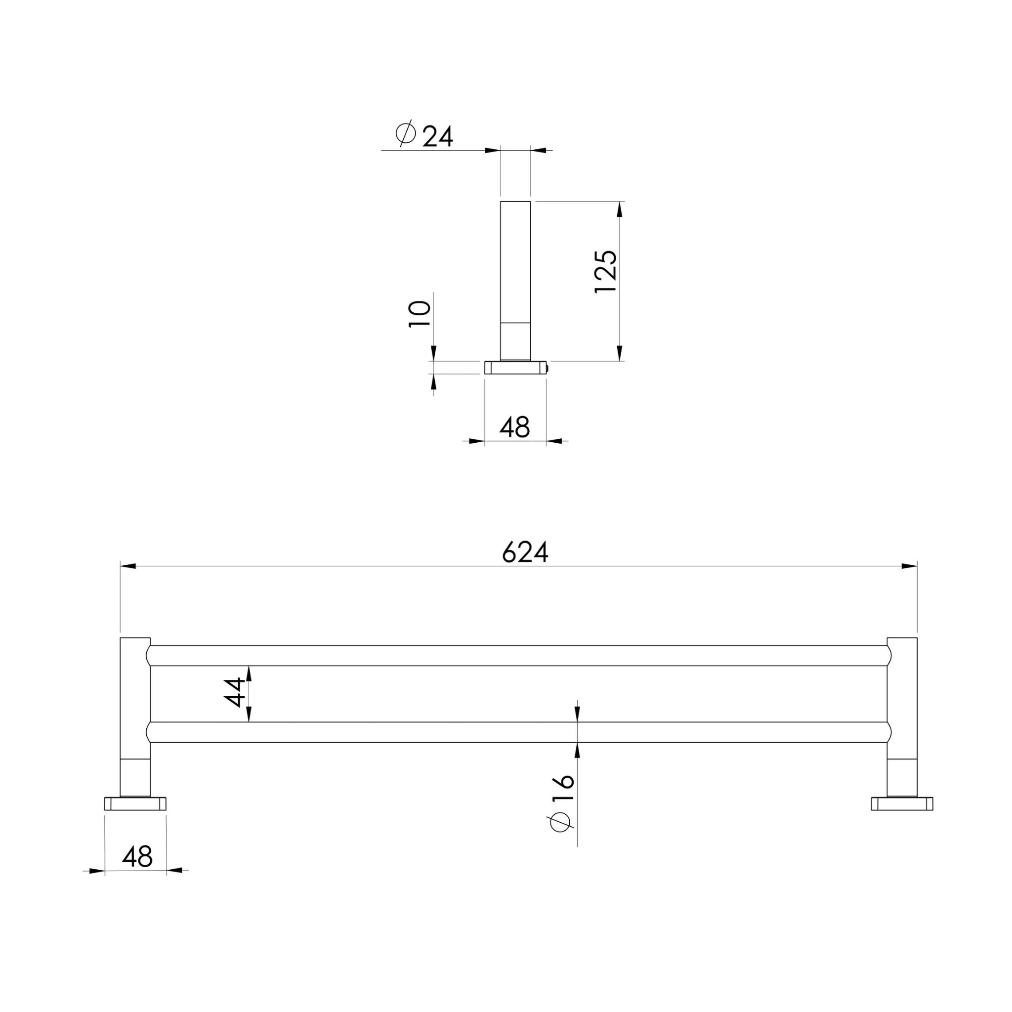 PHOENIX ENVIRO316 DOUBLE NON-HEATED TOWEL RAIL 624MM STAINLESS STEEL