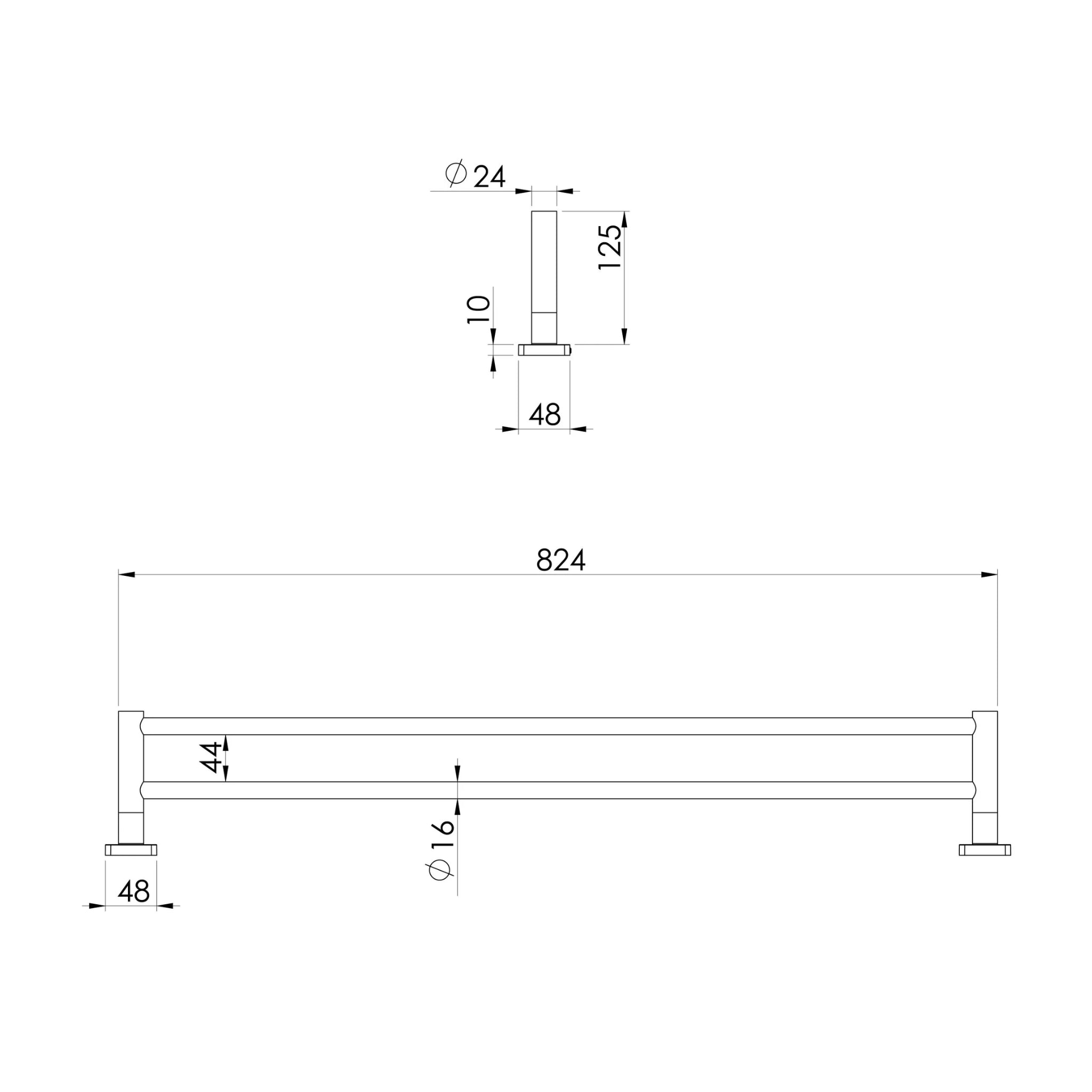 PHOENIX ENVIRO316 DOUBLE NON-HEATED TOWEL RAIL 824MM STAINLESS STEEL