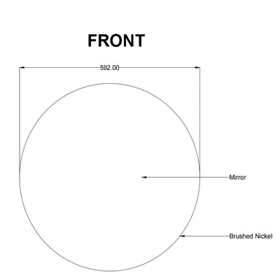 AQUAPERLA ROUND FRAMED CARYSIL MIRROR GUN METAL 600MM