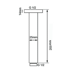 AQUAPERLA ROUND CEILING SHOWER ARM 200MM GUN METAL