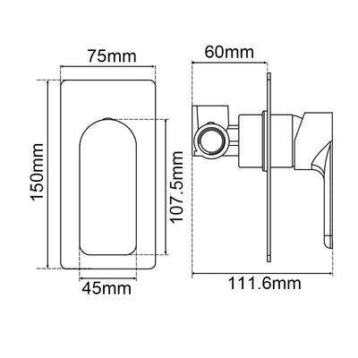 NORICO VOG WALL MIXER 150MM BRUSHED NICKEL