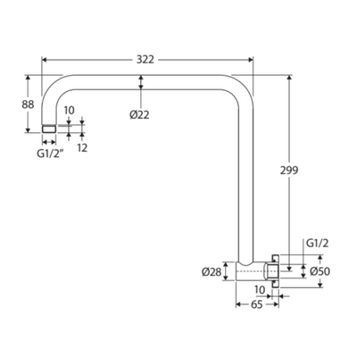 FIENZA ROUND FIXED GOOSENECK SHOWER ARM 322MM BRUSHED COPPER