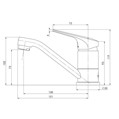 PHOENIX IVY MKII SWIVEL LEAD FREE BASIN MIXER 119MM MATTE BLACK