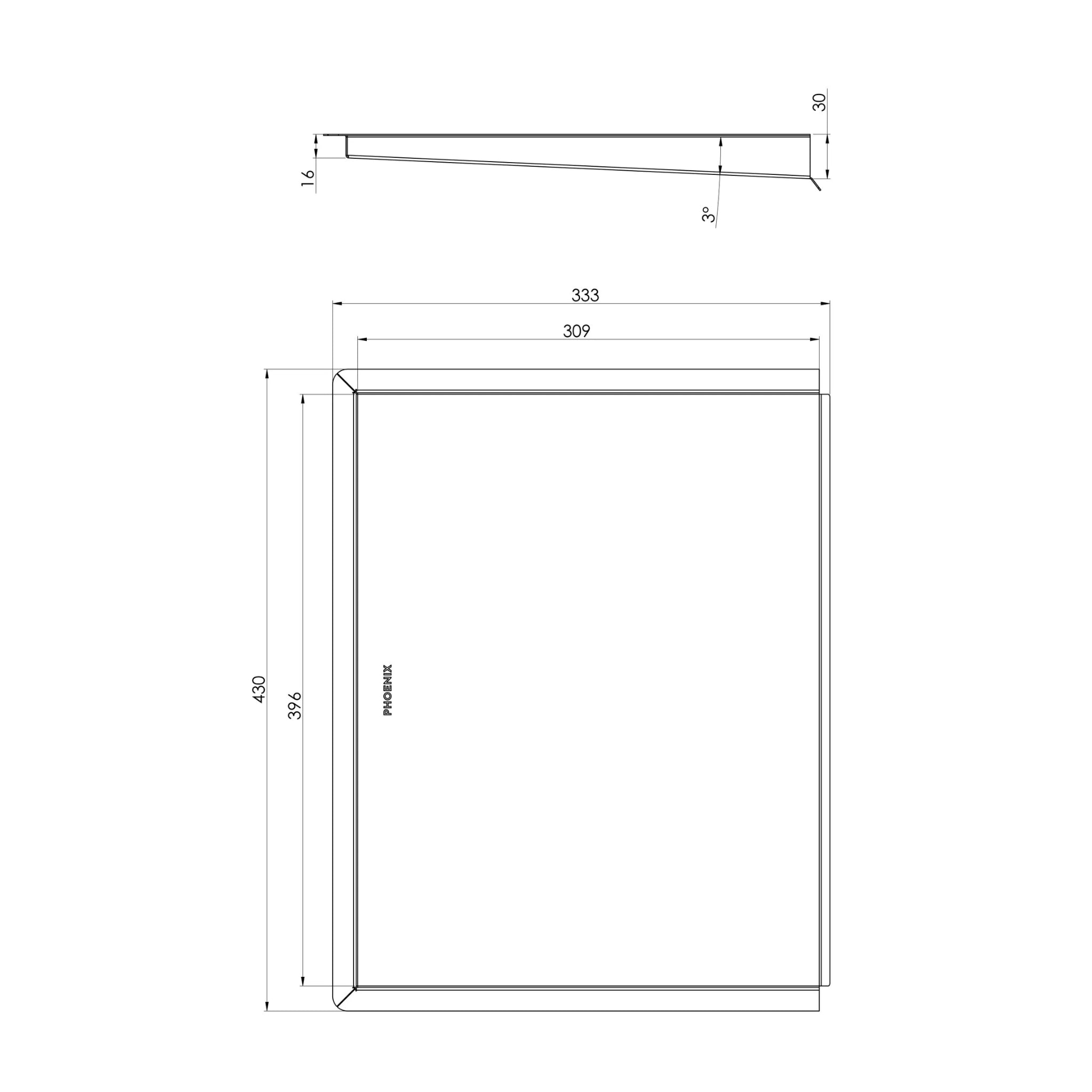 PHOENIX BENCHTOP DRAINER TRAY 333MM STAINLESS STEEL
