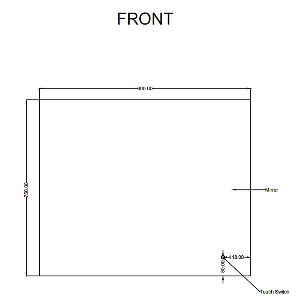 AQUAPERLA RECTANGULAR FRAMELESS 3 COLOUR BACK-LIT LED MIRROR SILVER 900X750MM