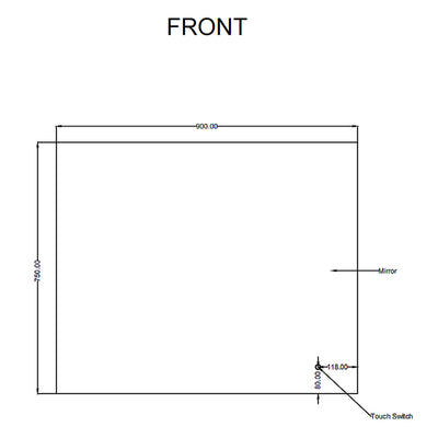 AQUAPERLA RECTANGULAR FRAMELESS 3 COLOUR BACK-LIT LED MIRROR SILVER 900X750MM