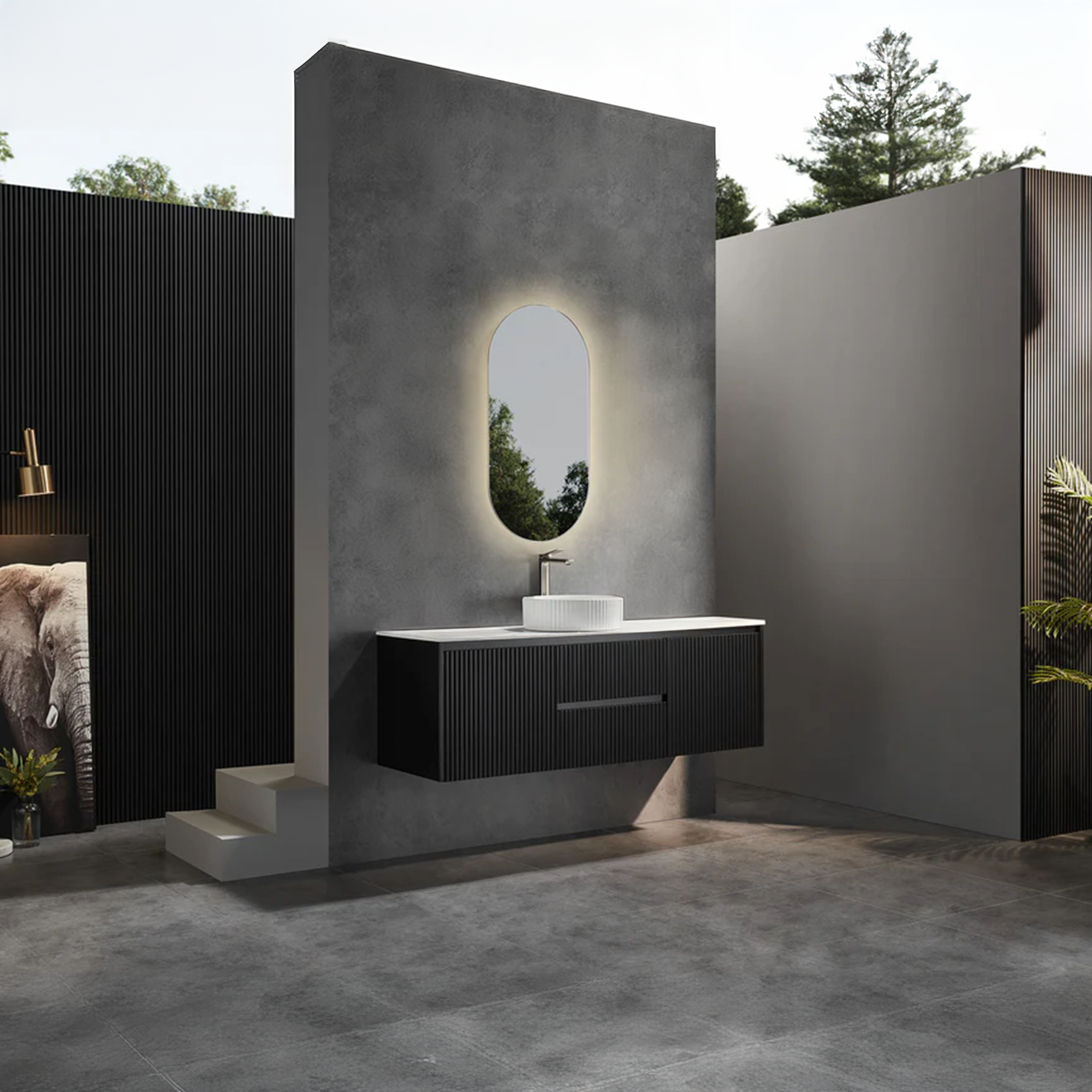 CETO BRINDABELLA MATTE BLACK 1500MM SINGLE BOWL WALL HUNG VANITY