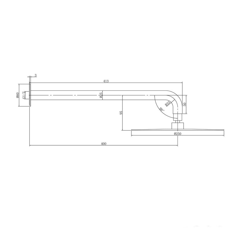 LINKWARE ELLE 316 RAIN SHOWER HEAD AND ARM 250MM GUN METAL