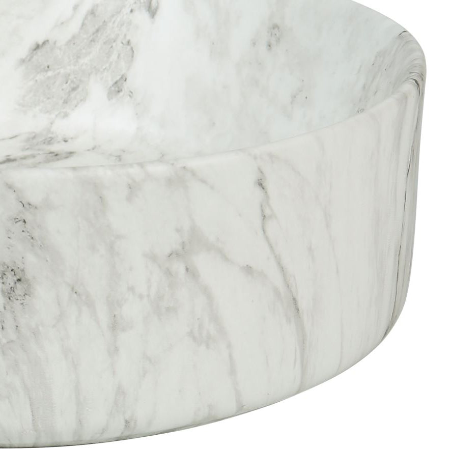 CLAYA ROUND ABOVE COUNTER BASIN MATTE WHITE CARRARA MARBLE LOOK 400MM