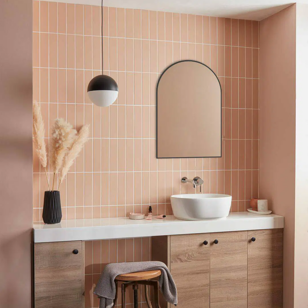 AQUAPERLA UNI ARCH FRAMED MIRROR GUN METAL 600X900MM