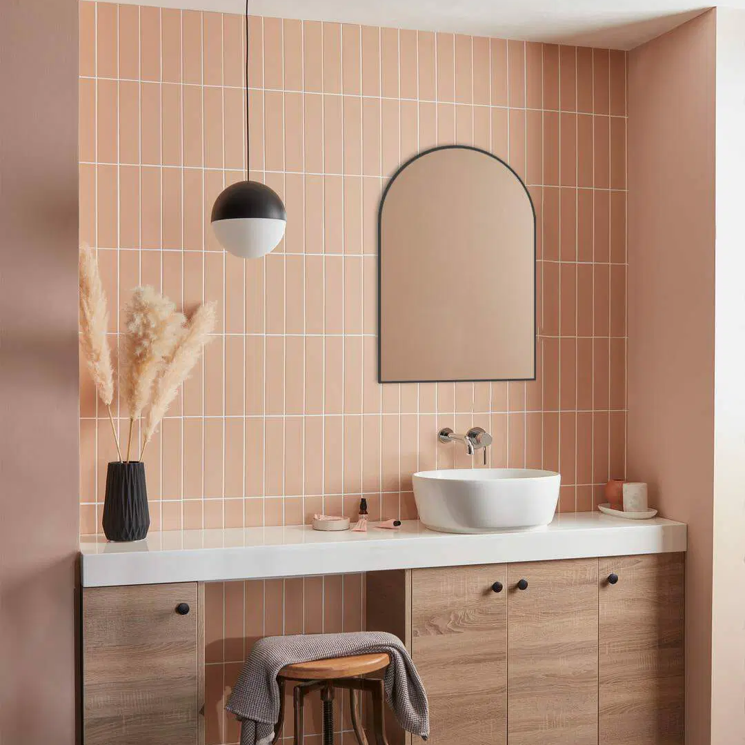 AQUAPERLA UNI ARCH FRAMED MIRROR GUN METAL 600X900MM