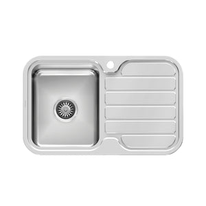 PHOENIX 1000 SERIES SINGLE BOWL SINK WITH DRAINER AND TAPHOLE 765MM