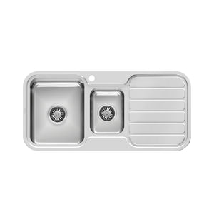 PHOENIX 1000 SERIES 1 AND 1/3 BOWL SINK WITH DRAINER AND TAPHOLE 1000MM