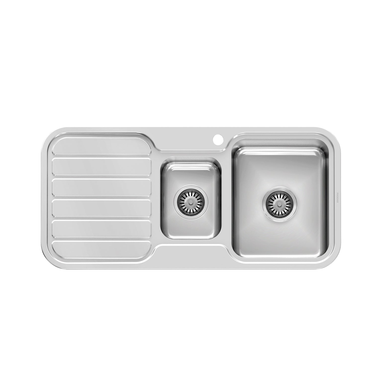 PHOENIX 1000 SERIES 1 AND 1/3 BOWL SINK WITH DRAINER AND TAPHOLE 1000MM