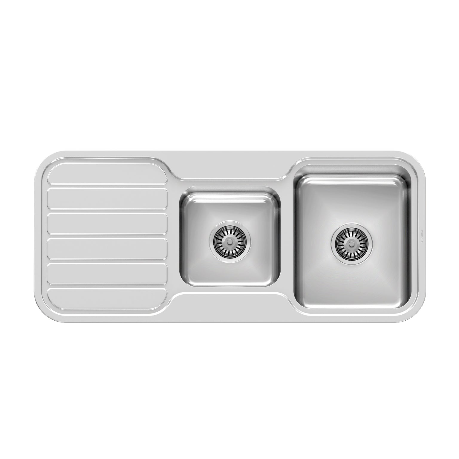 PHOENIX 1000 SERIES 1 AND 3/4 BOWL SINK WITH DRAINER AND NO TAPHOLE 1080MM