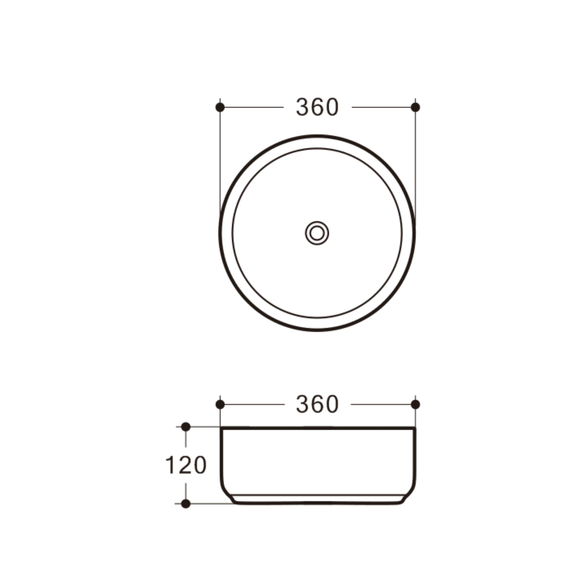 RIVA 3018 ABOVE COUNTER BASIN BRUSHED GOLD & GLOSS WHITE 360MM