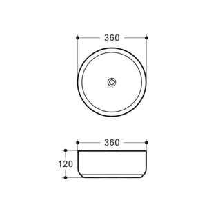 RIVA 3018 ABOVE COUNTER BASIN BRUSHED SILVER & GLOSS WHITE 360MM