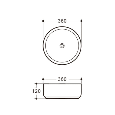 RIVA 3018 ABOVE COUNTER BASIN BRUSHED GOLD & GLOSS WHITE 360MM