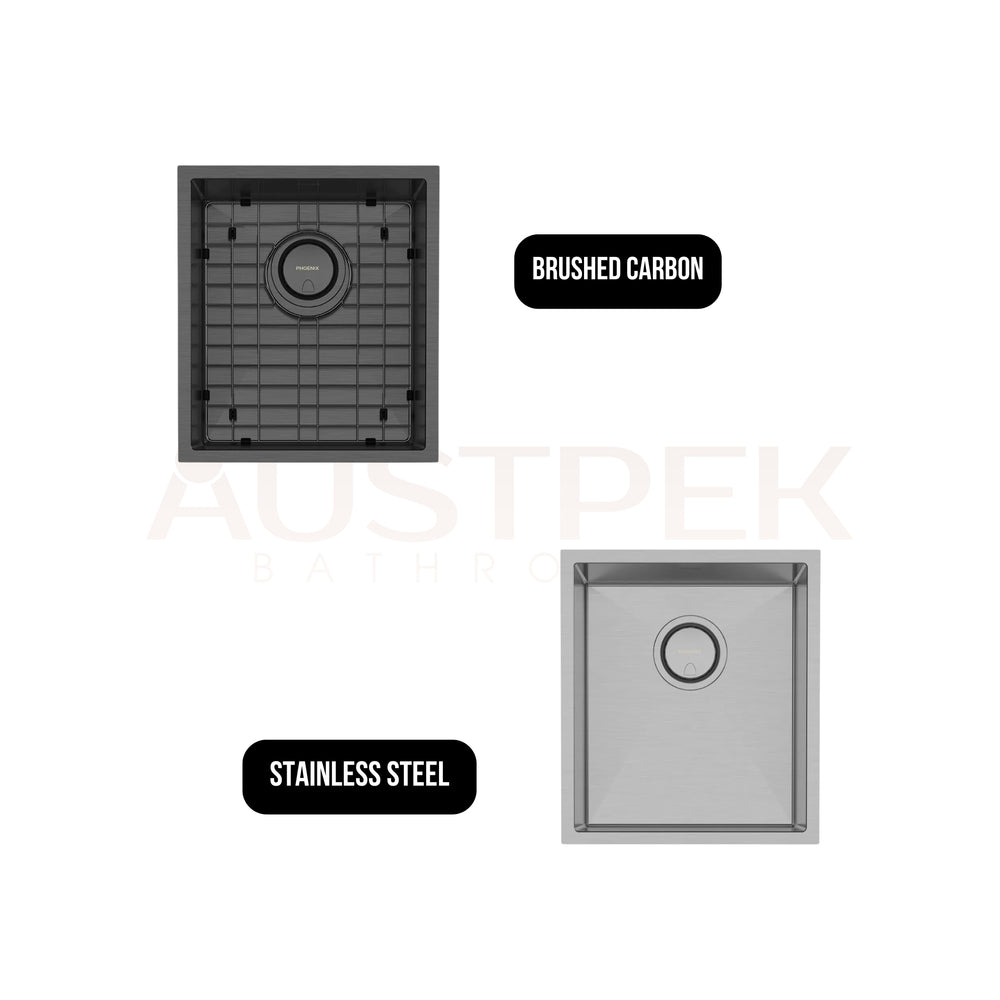 PHOENIX 4000 SERIES SINGLE BOWL SINK 396MM BRUSHED CARBON
