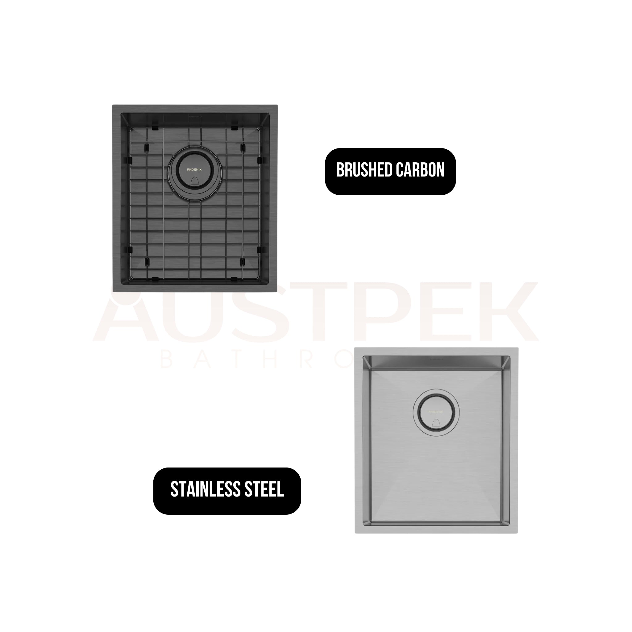 PHOENIX 4000 SERIES SINGLE BOWL SINK 396MM BRUSHED CARBON