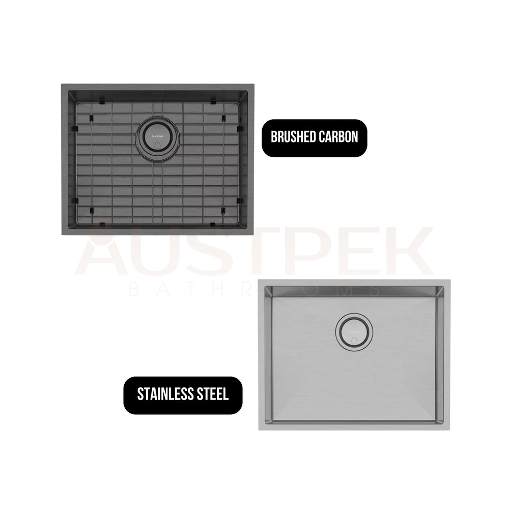 PHOENIX 4000 SERIES LARGE SINGLE BOWL SINK 573MM BRUSHED CARBON