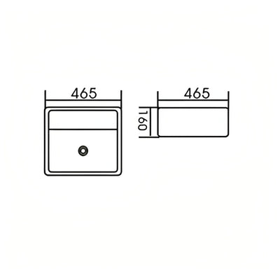INSPIRE WALL HUNG SQUARE BASIN GLOSS WHITE 465MM