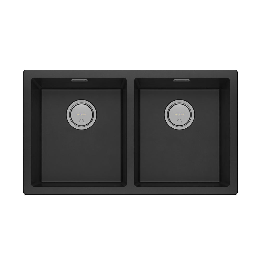 PHOENIX 5000 SERIES DOUBLE BOWL SINK MATTE BLACK 802MM