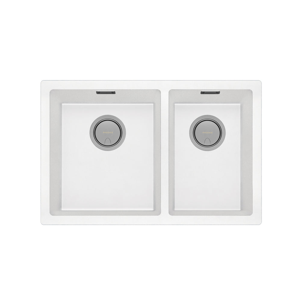 PHOENIX 5000 SERIES 1 AND 3/4 BOWL SINK MATTE WHITE 713MM