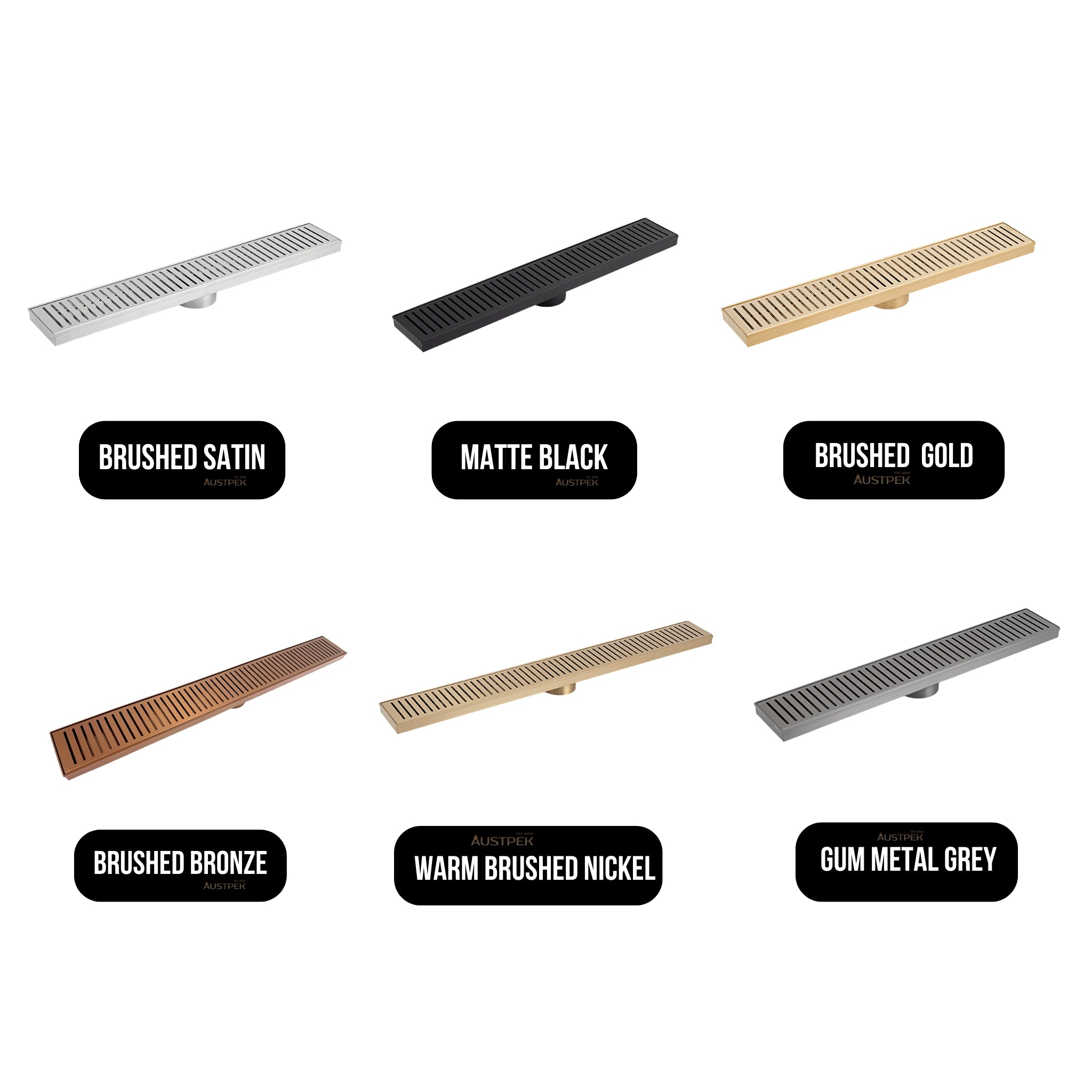 RADIANT HEATING LINEAR SLOTTED FLOOR GRATE BRUSHED GOLD (AVAILABLE IN 600MM, 700MM, 800MM AND 900MM)