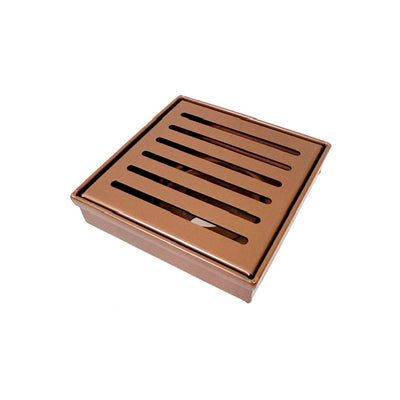 RADIANT HEATING SQUARE SLOTTED FLOOR GRATE BRUSHED BRONZE 100MM