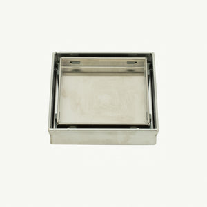 RADIANT HEATING SQUARE TILE INSERT FLOOR GRATE 100MM BRUSHED SATIN