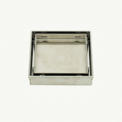 RADIANT HEATING SQUARE TILE INSERT FLOOR GRATE BRUSHED SATIN 100MM