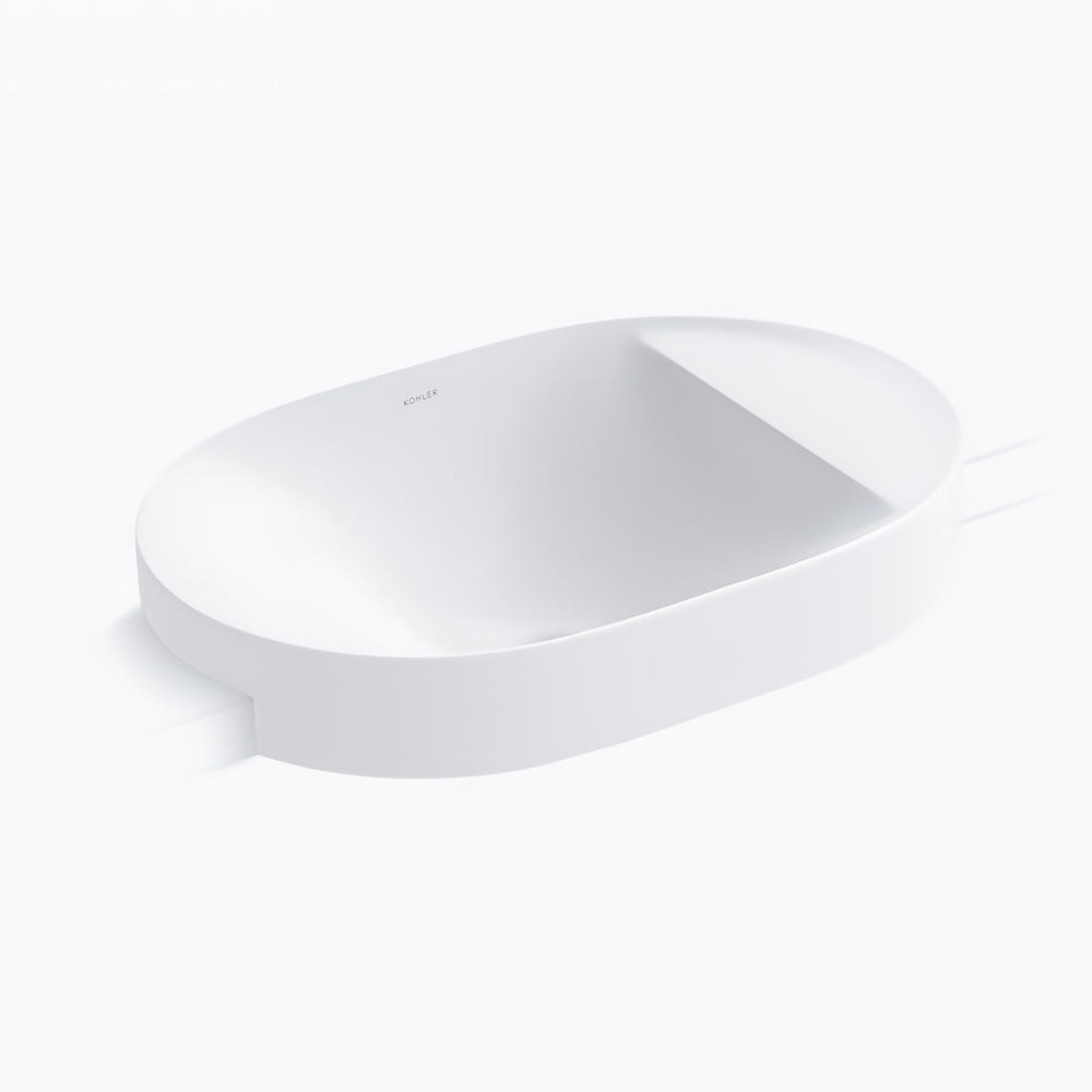 KOHLER CHALICE SEMI RECESSED BASIN WITH STORAGE DECK WHITE 580MM