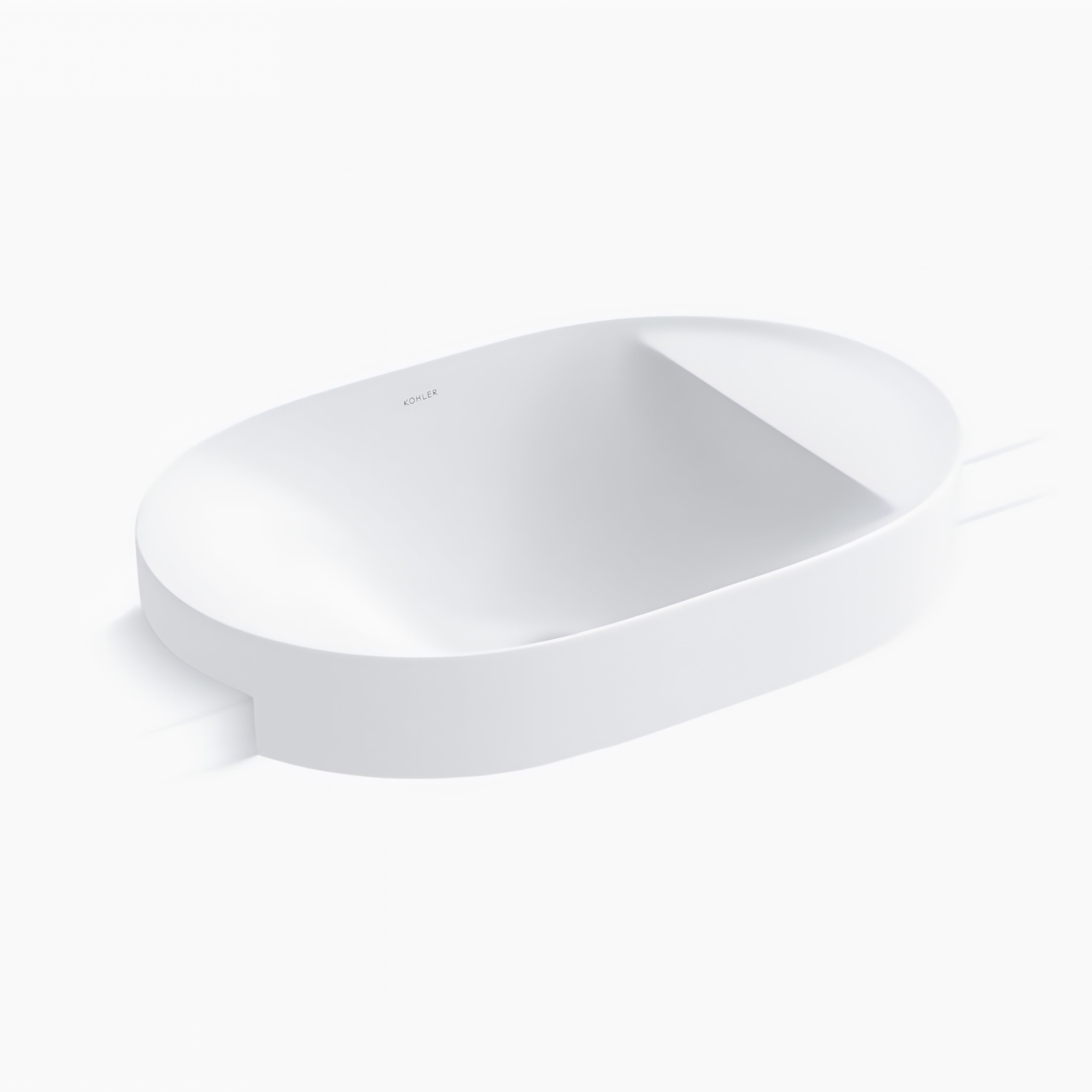 KOHLER CHALICE SEMI RECESSED BASIN WITH STORAGE DECK WHITE 580MM