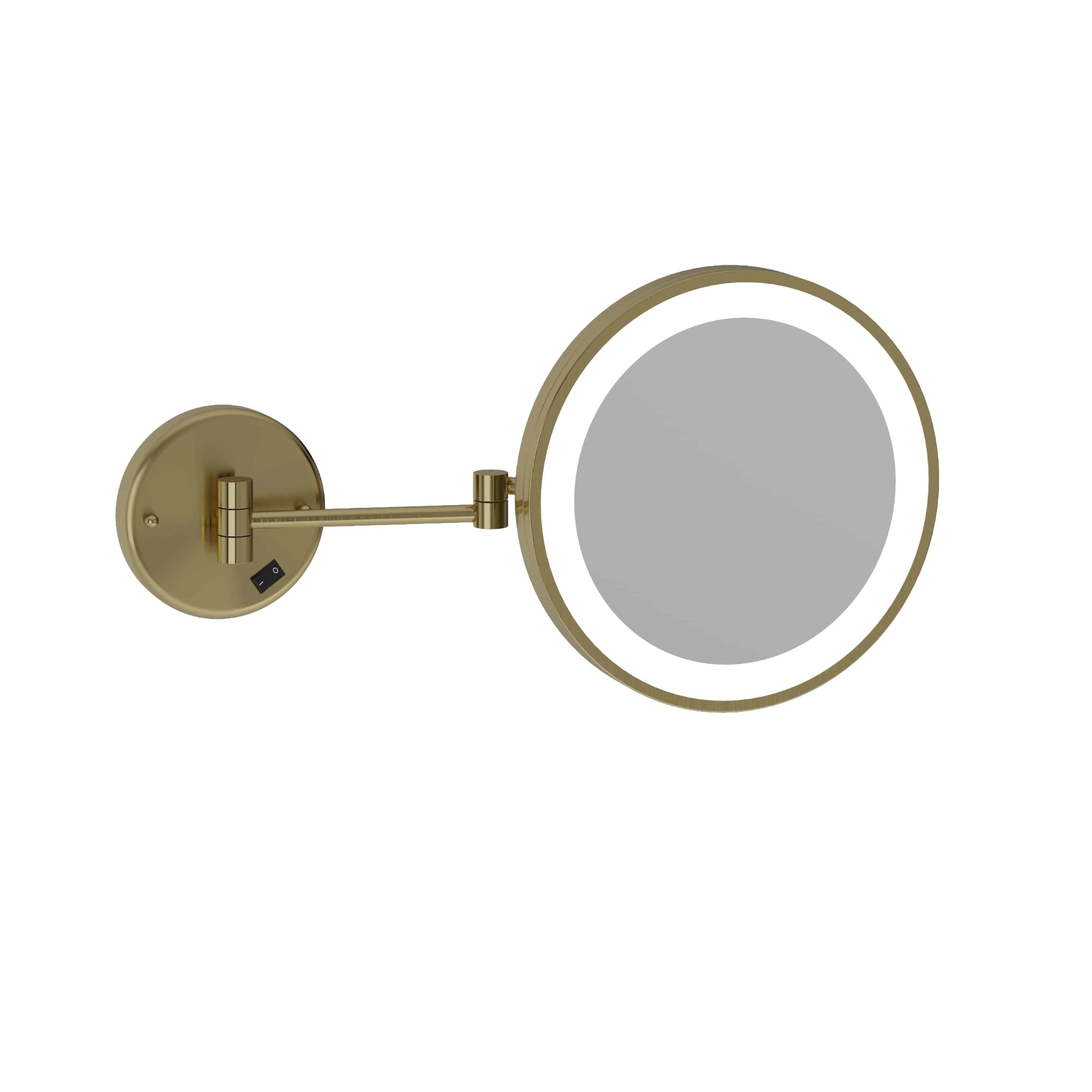 THERMOGROUP ABLAZE ROUND 3X MAGNIFICATION MIRROR WITH LIGHT BRUSHED BRASS 185MM