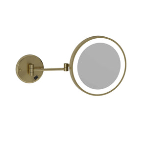 THERMOGROUP ABLAZE ROUND 3X MAGNIFICATION MIRROR WITH LIGHT BRUSHED BRASS 185MM