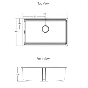 KOHLER NEOROC TASK UNDERMOUNT WORKSTATION KITCHEN SINK MATTE WHITE 750MM