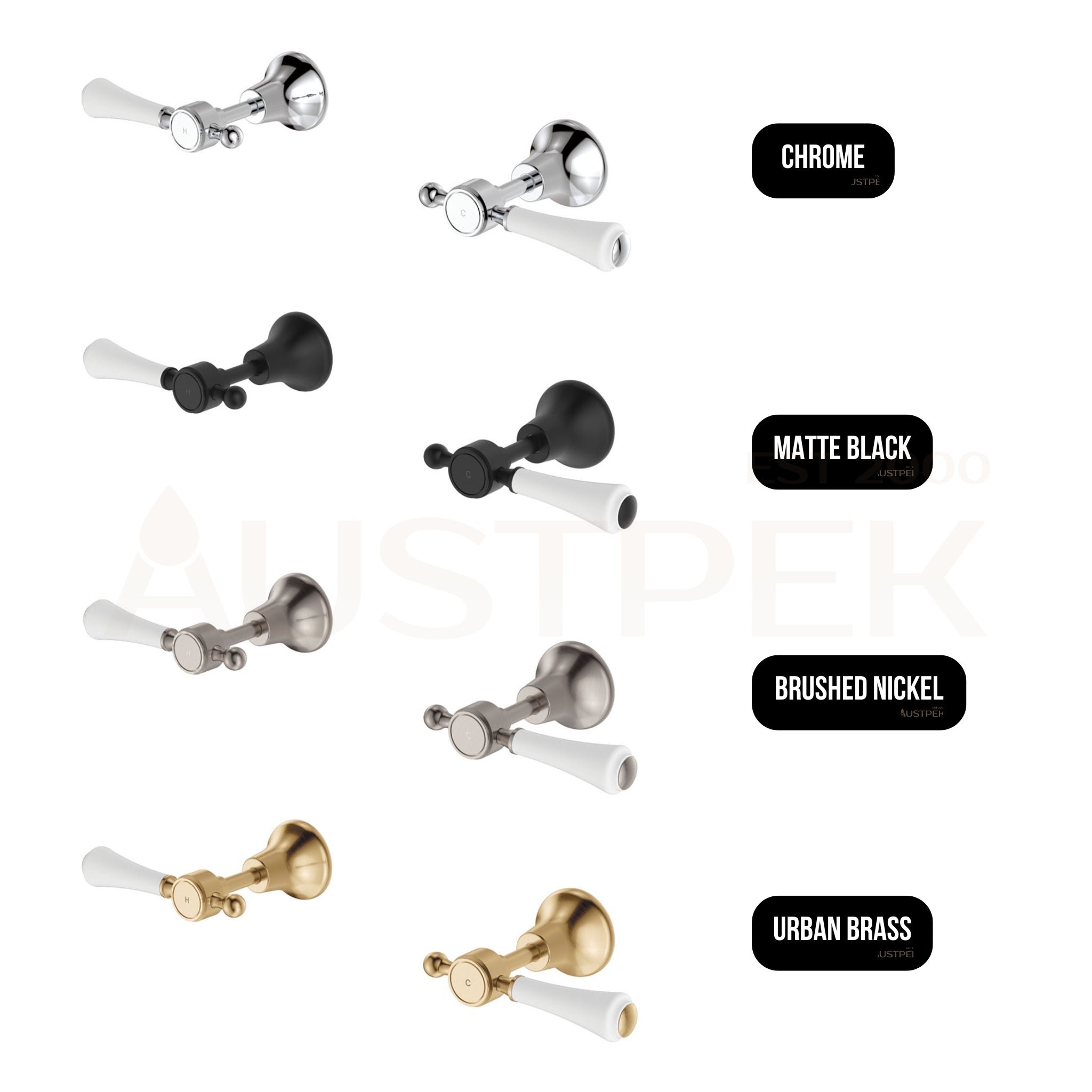 FIENZA LILLIAN LEAD FREE WALL TOP ASSEMBLIES CERAMIC HANDLE MATTE BLACK