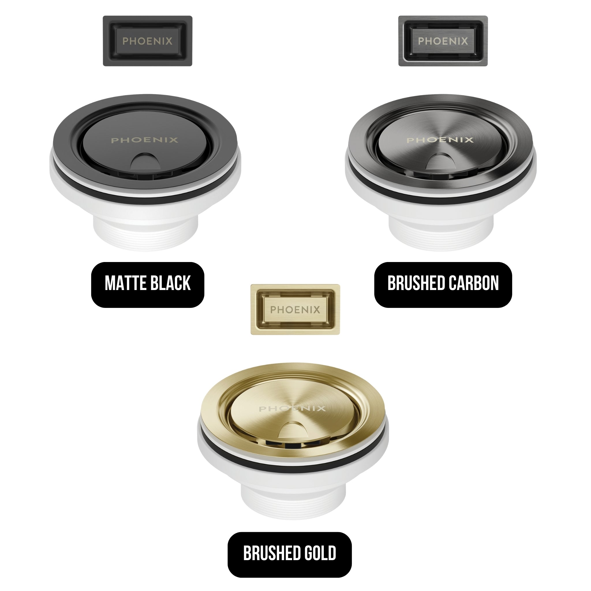 PHOENIX COVERED SINK BASKET WASTE WITH OVERFLOW MATTE BLACK